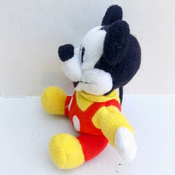 Vintage Gund Baby Mickey Terrycloth Rattle Plush-Embroidered Eyes-Disney-7 Inch - Picture 2 of 9